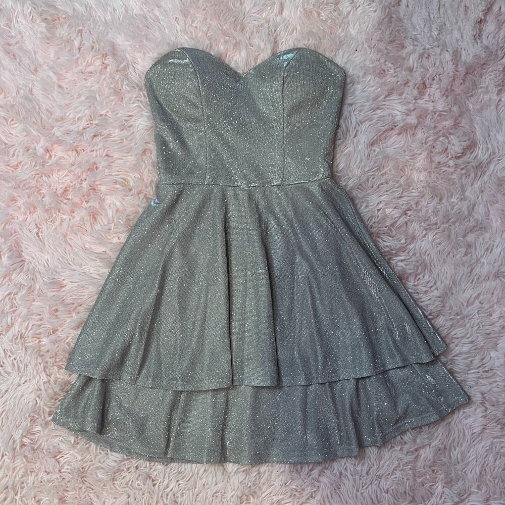 B Darlin Strapless Sparkle Dress